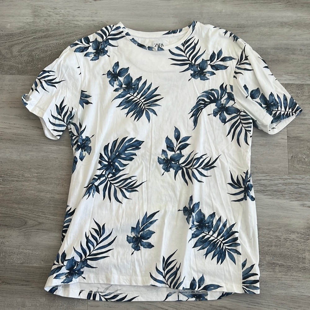Mens Zara Tee Flowers Leaves